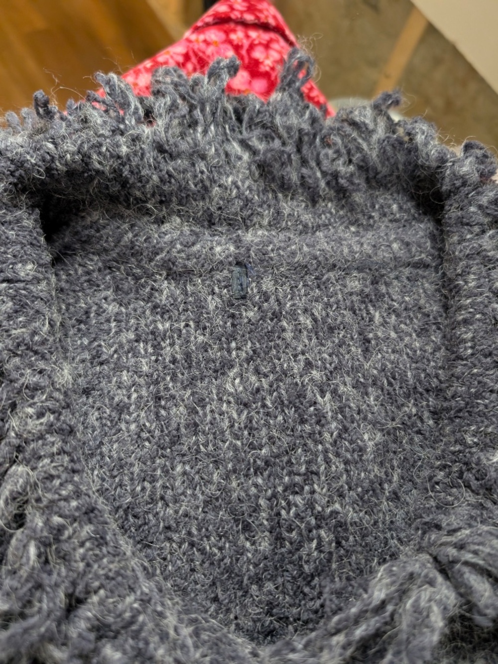 90's Grey Knit Cardigan Fringe Size Small Long Sleeve - Picture 4 of 11